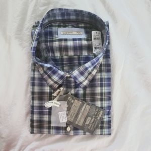 5X MEN MASON LONG SLEEVE BLUE PLAID SHIRT